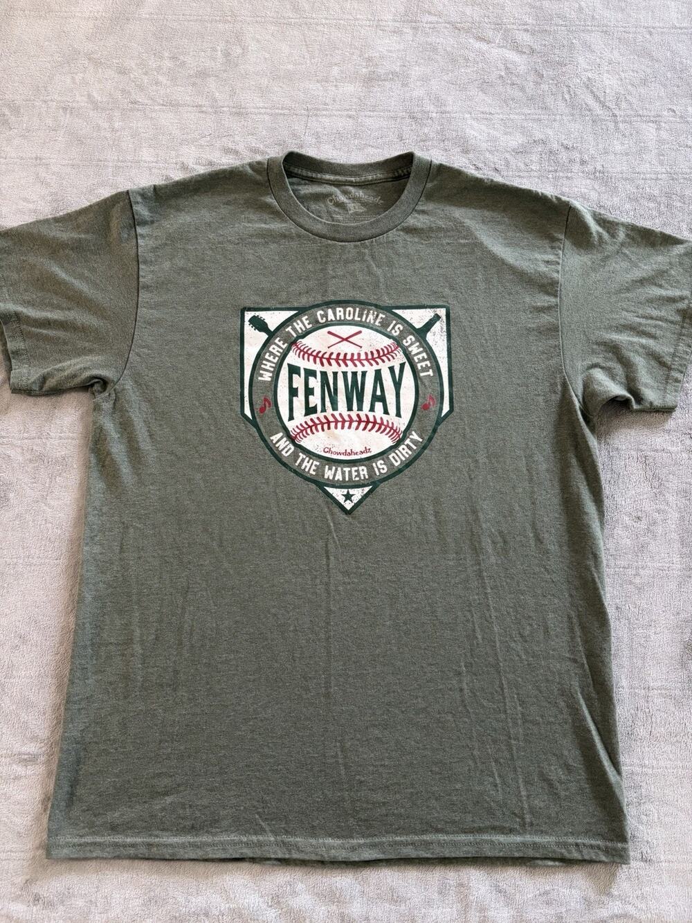 Chowdaheadz Boston Fenway T-Shirt Mens L Green Caroline Sweet Water Is Dirty